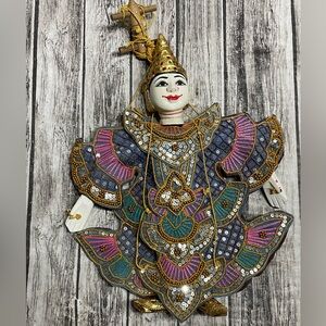 Vintage Thai Marionette String Puppet Wooden Asian Handmade Traditional Dress